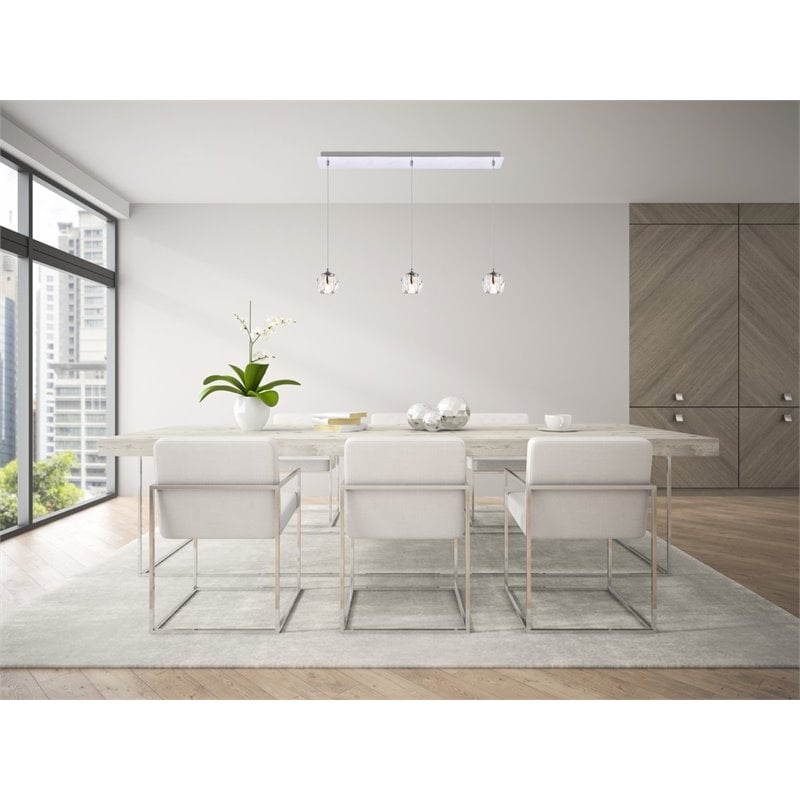 Elegant Lighting Eren 3-Light Stainless Steel & Glass Pendant in Chrome