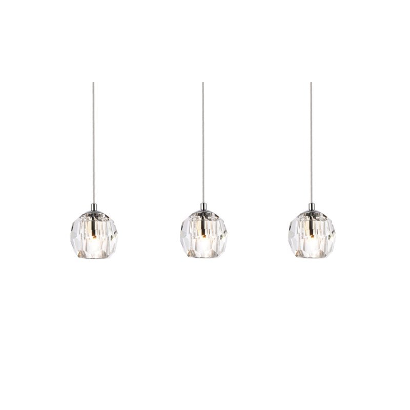 Elegant Lighting Eren 3-Light Stainless Steel & Glass Pendant in Chrome