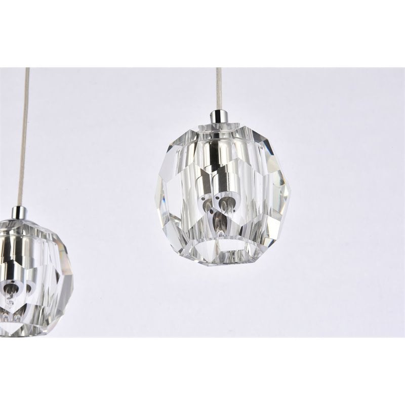 Elegant Lighting Eren 3-Light Stainless Steel & Glass Pendant in Chrome