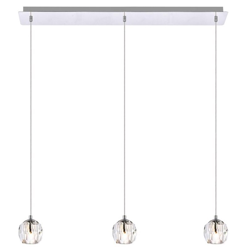 Elegant Lighting Eren 3-Light Stainless Steel & Glass Pendant in Chrome