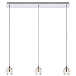Elegant Lighting Eren 3-Light Stainless Steel & Glass Pendant in Chrome