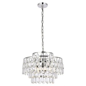 Elegant Lighting Mila 18&quot Contemporary Iron and Crystal Pendant in Chrome