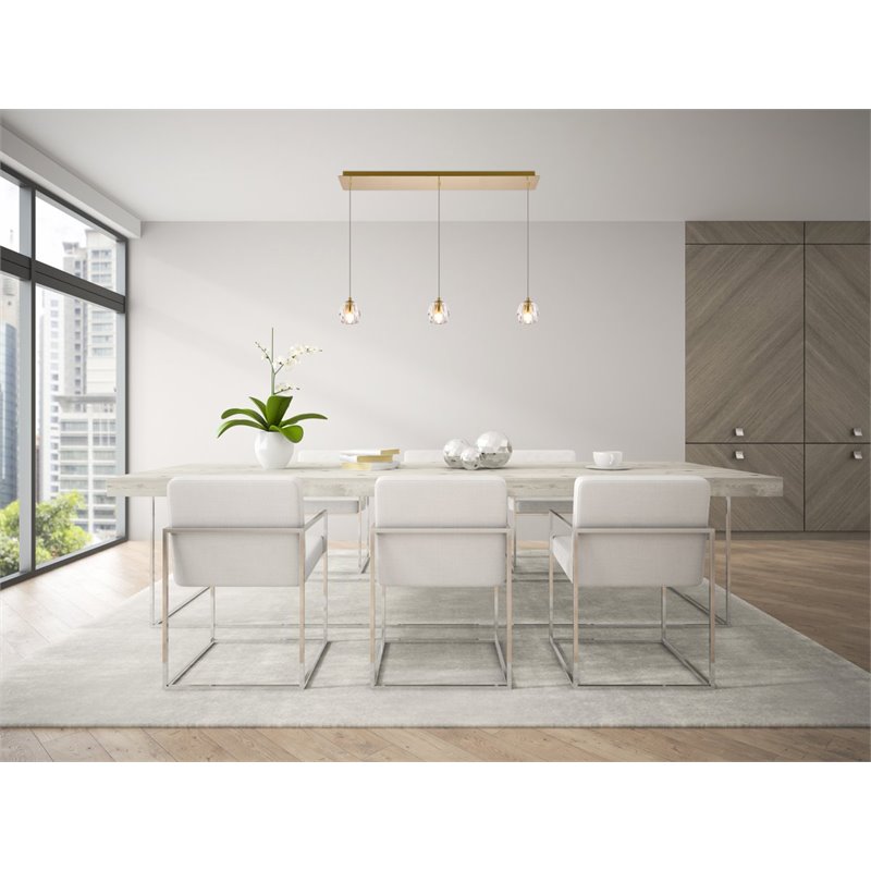 Elegant Lighting Eren 3-Light Stainless Steel and Glass Pendant in Gold