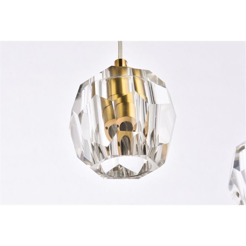 Elegant Lighting Eren 3-Light Stainless Steel and Glass Pendant in Gold