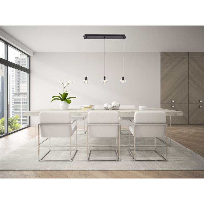 Elegant Lighting Eren 3-Light Stainless Steel and Glass Pendant in Black
