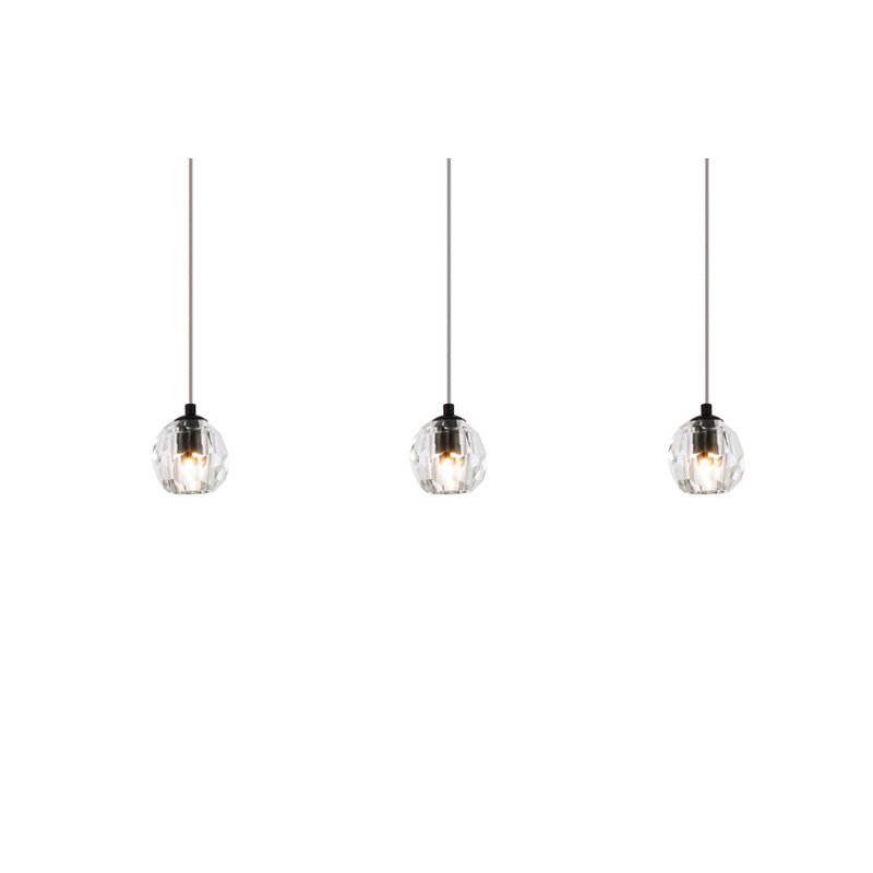 Elegant Lighting Eren 3-Light Stainless Steel and Glass Pendant in Black