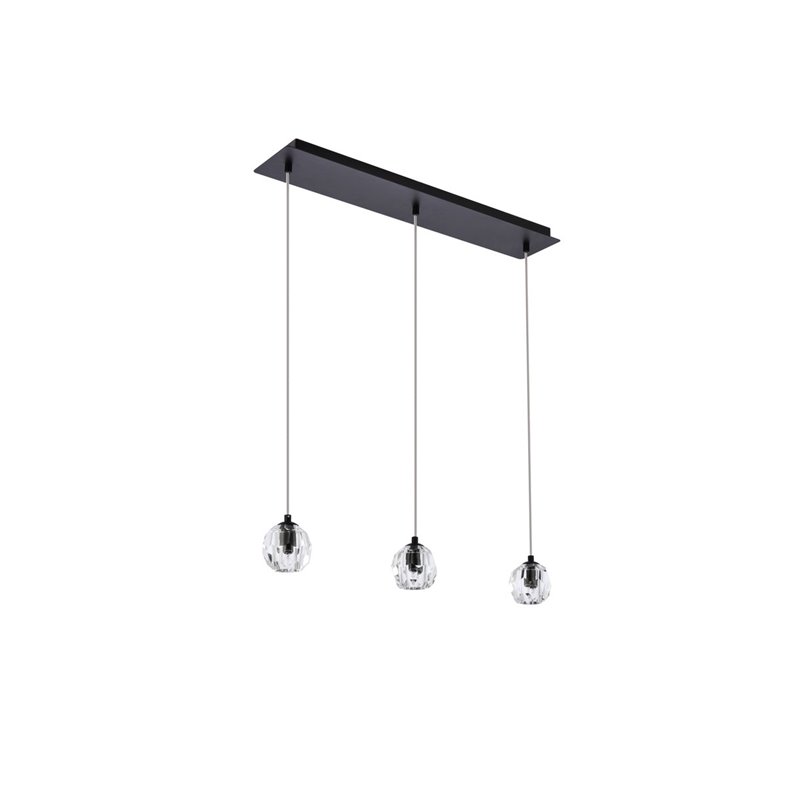 Elegant Lighting Eren 3-Light Stainless Steel and Glass Pendant in Black