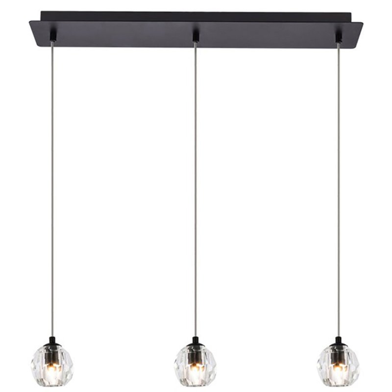 Elegant Lighting Eren 3-Light Stainless Steel and Glass Pendant in Black