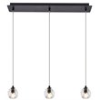 Elegant Lighting Eren 3-Light Stainless Steel and Glass Pendant in Black