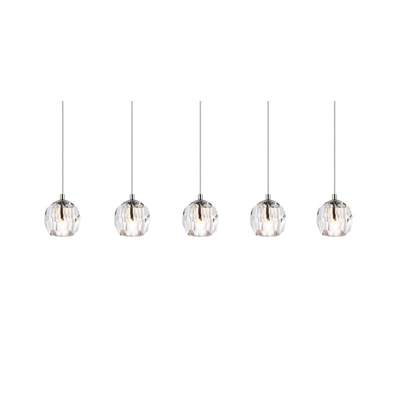 Elegant Lighting Eren 5-Light Stainless Steel & Glass Pendant in Chrome