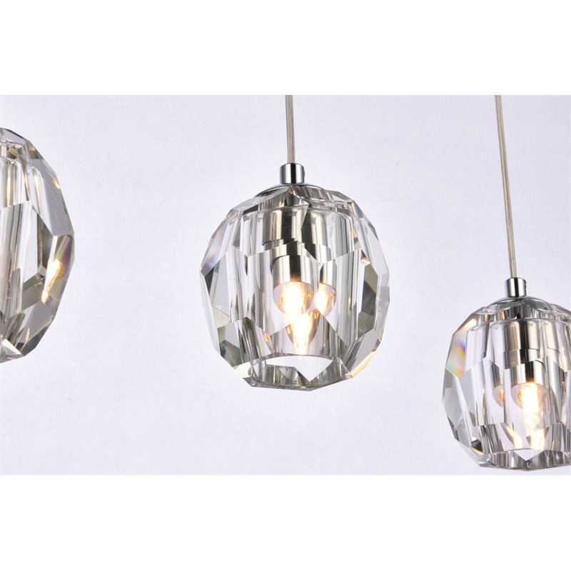 Elegant Lighting Eren 5-Light Stainless Steel & Glass Pendant in Chrome