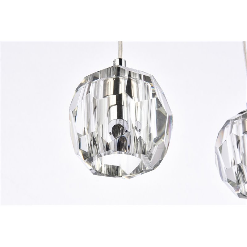 Elegant Lighting Eren 5-Light Stainless Steel & Glass Pendant in Chrome