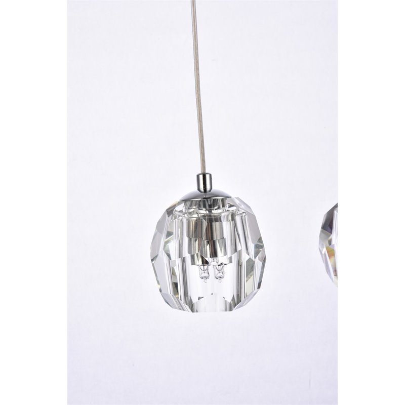 Elegant Lighting Eren 5-Light Stainless Steel & Glass Pendant in Chrome