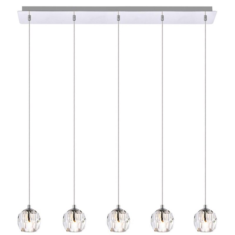 Elegant Lighting Eren 5-Light Stainless Steel & Glass Pendant in Chrome