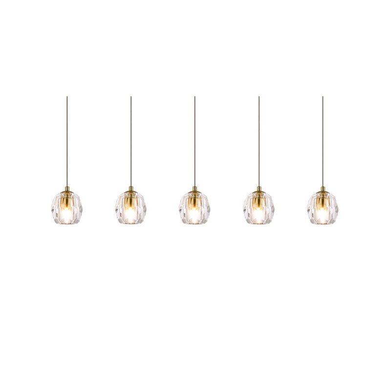 Elegant Lighting Eren 5-Light Stainless Steel and Crystal Glass Pendant in Gold