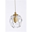 Elegant Lighting Eren 5-Light Stainless Steel and Crystal Glass Pendant in Gold
