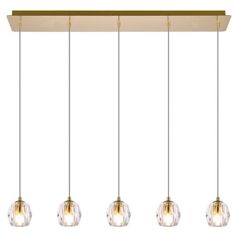 Elegant Lighting Eren 5-Light Stainless Steel and Crystal Glass Pendant in Gold