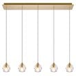 Elegant Lighting Eren 5-Light Stainless Steel and Crystal Glass Pendant in Gold
