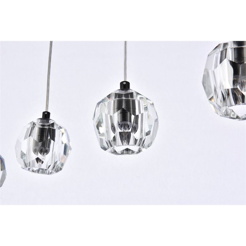 Elegant Lighting Eren 5-Light Stainless Steel and Glass Pendant in Black