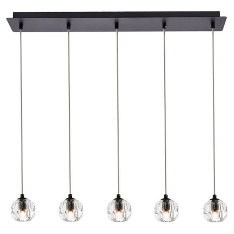 Elegant Lighting Eren 5-Light Stainless Steel and Glass Pendant in Black