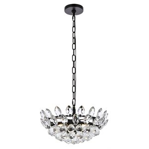 Elegant Lighting Emilia 16&quot Contemporary Iron and Crystal Pendant in Black