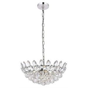 Elegant Lighting Emilia 18&quot Contemporary Iron and Crystal Pendant in Chrome
