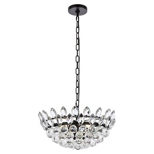 Elegant Lighting Emilia 18&quot Contemporary Iron and Crystal Pendant in Black
