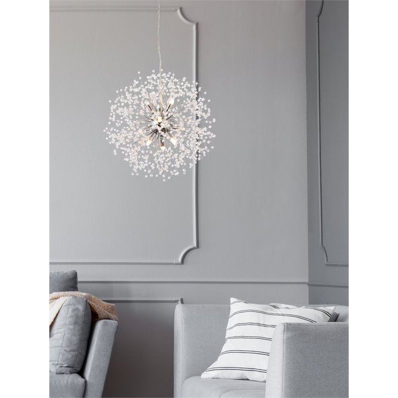 Elegant Lighting Solace 9-Lights Modern Iron Pendant in Chrome
