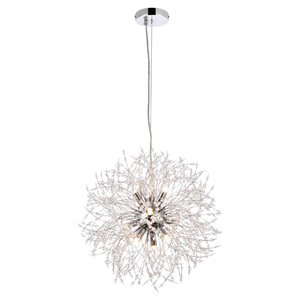 Elegant Lighting Solace 9-Lights Modern Iron Pendant in Chrome