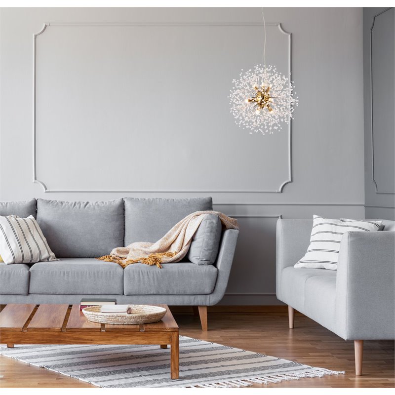 Elegant Lighting Solace 9-Lights Modern Iron Pendant in Gold Finish