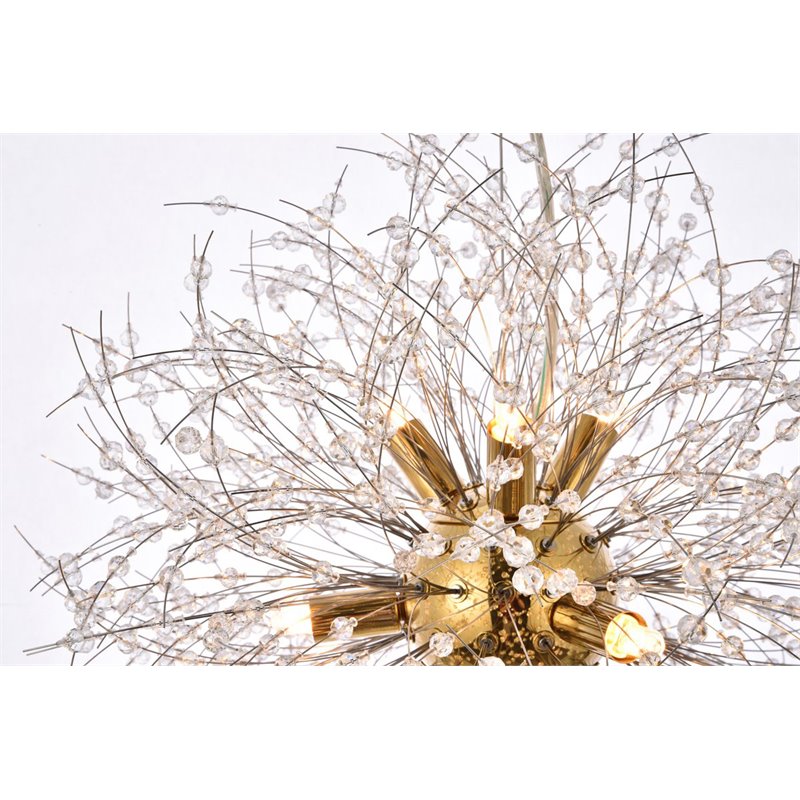 Elegant Lighting Solace 9-Lights Modern Iron Pendant in Gold Finish