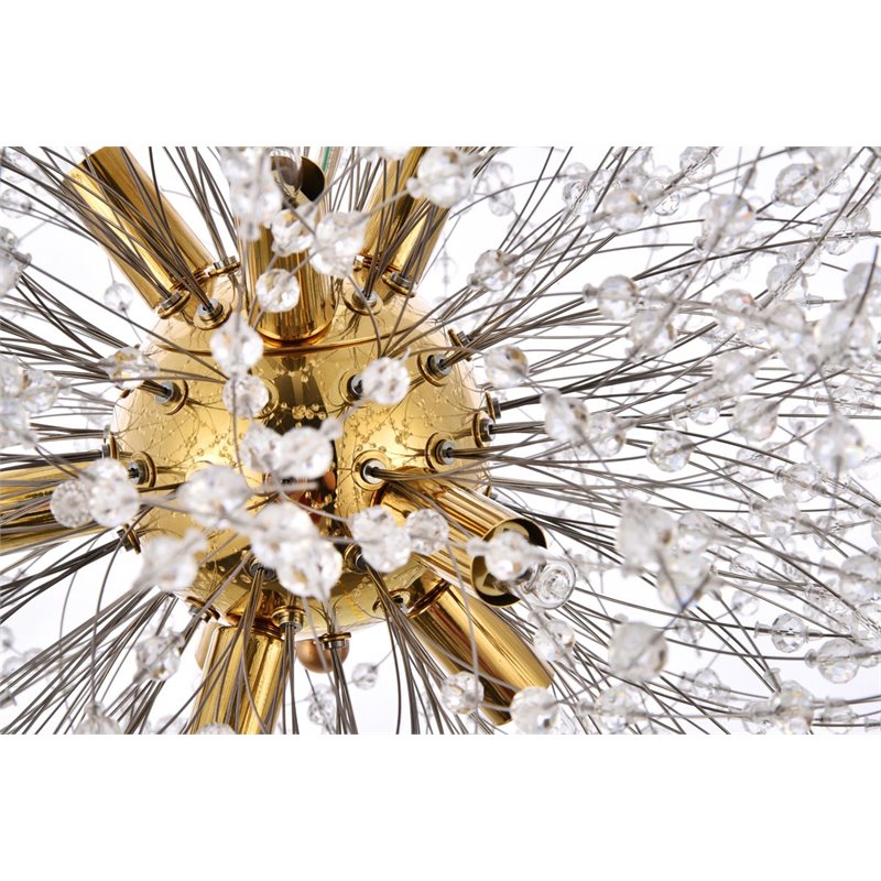 Elegant Lighting Solace 9-Lights Modern Iron Pendant in Gold Finish
