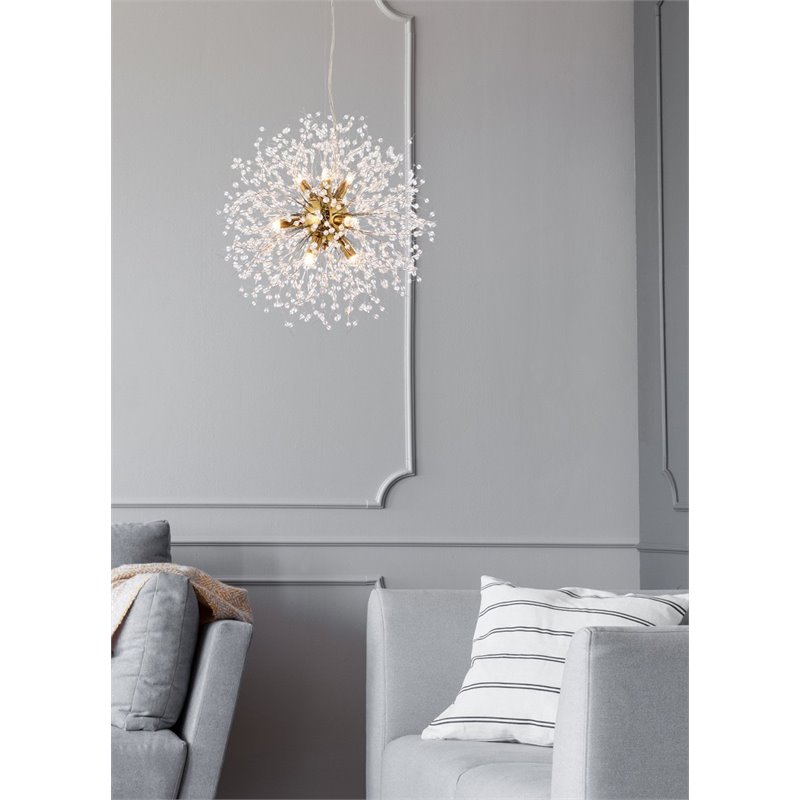 Elegant Lighting Solace 9-Lights Modern Iron Pendant in Gold Finish
