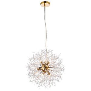 Elegant Lighting Solace 9-Lights Modern Iron Pendant in Gold Finish
