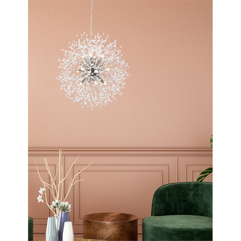 Elegant Lighting Solace 12-Lights Modern Iron Pendant in Chrome