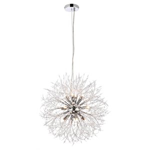 Elegant Lighting Solace 12-Lights Modern Iron Pendant in Chrome