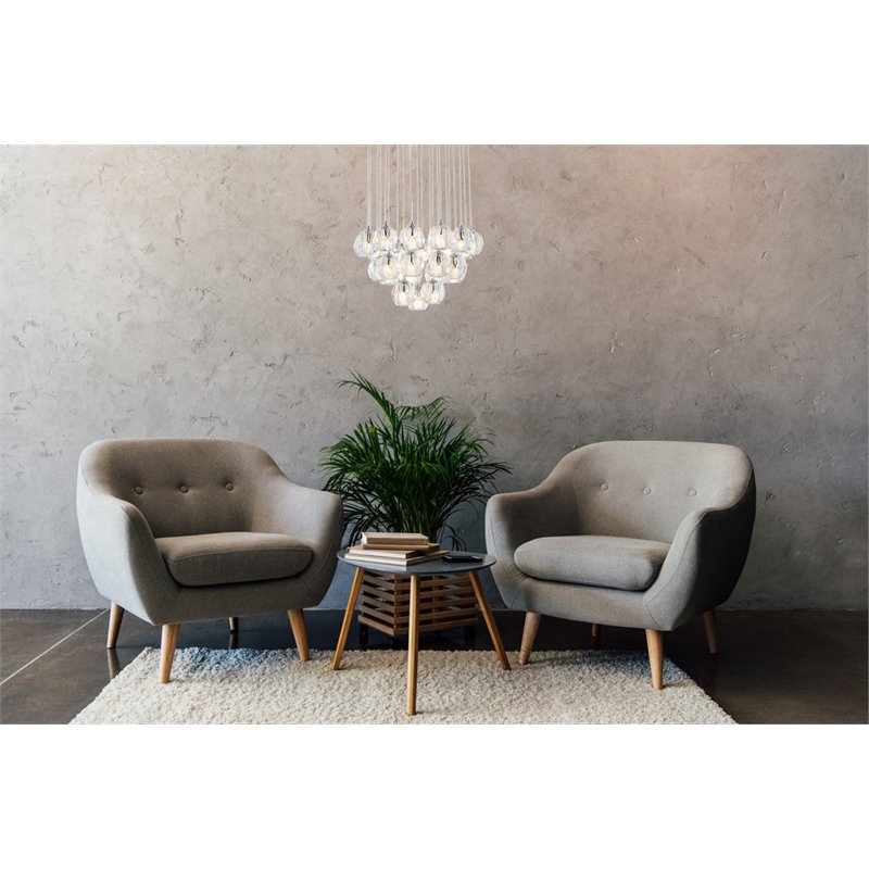 Elegant Lighting Eren 24-Light Stainless Steel and Glass Pendant in Chrome