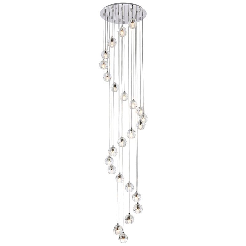 Elegant Lighting Eren 24-Light Stainless Steel and Glass Pendant in Chrome