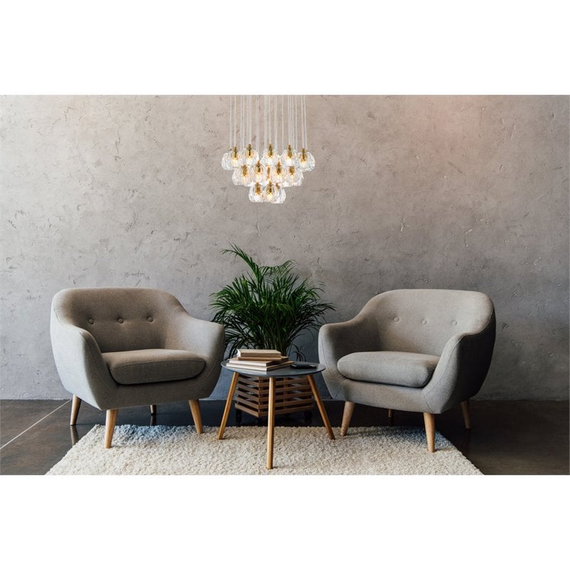 Elegant Lighting Eren 24-Light Stainless Steel and Glass Pendant in Gold