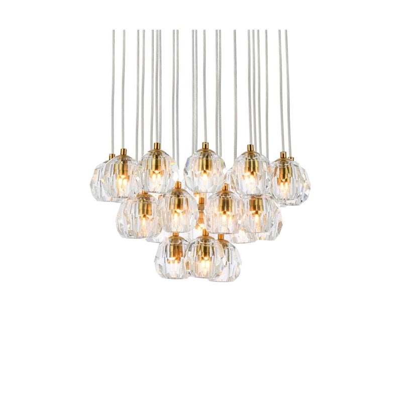 Elegant Lighting Eren 24-Light Stainless Steel and Glass Pendant in Gold