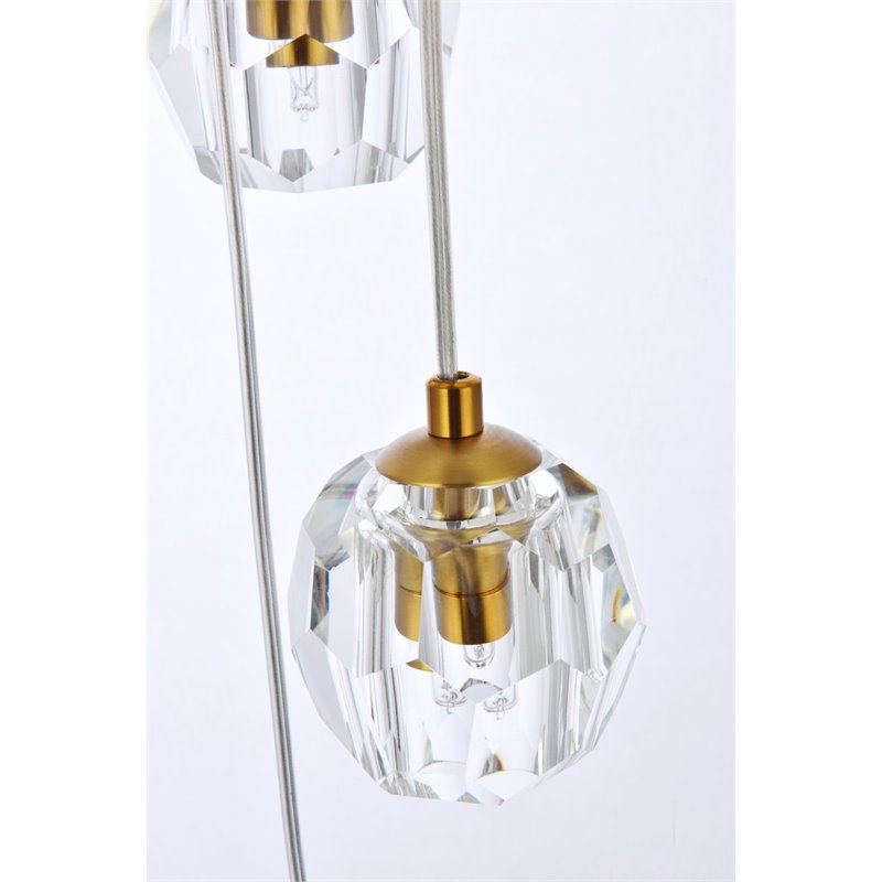 Elegant Lighting Eren 24-Light Stainless Steel and Glass Pendant in Gold