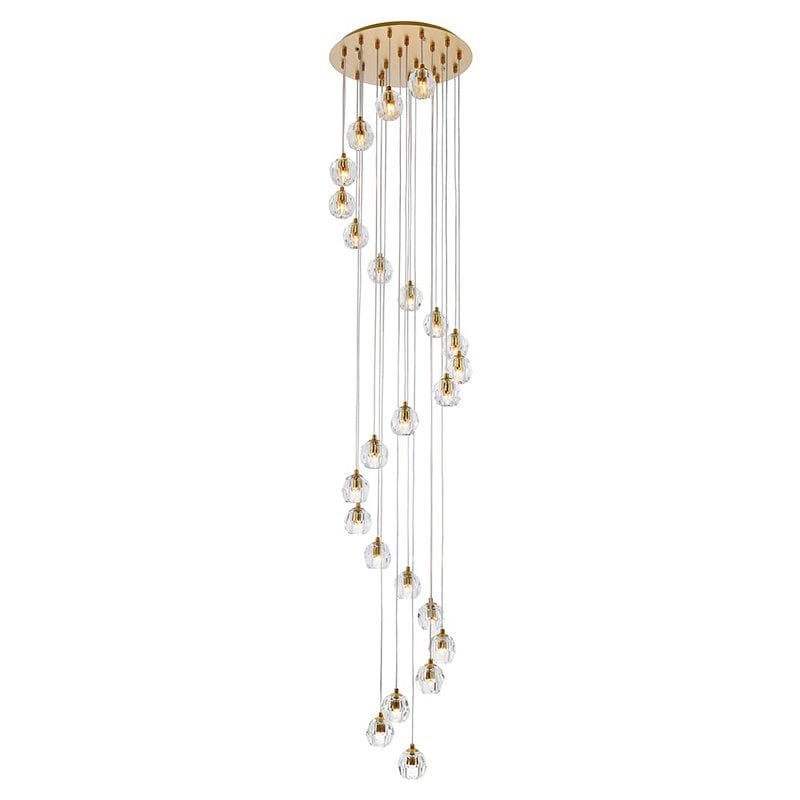 Elegant Lighting Eren 24-Light Stainless Steel and Glass Pendant in Gold