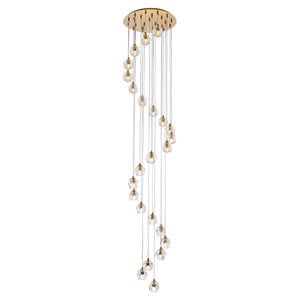 Elegant Lighting Eren 24-Light Stainless Steel and Glass Pendant in Gold