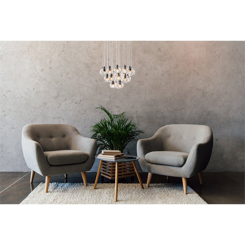 Elegant Lighting Eren 24-Light Stainless Steel and Glass Pendant in Black