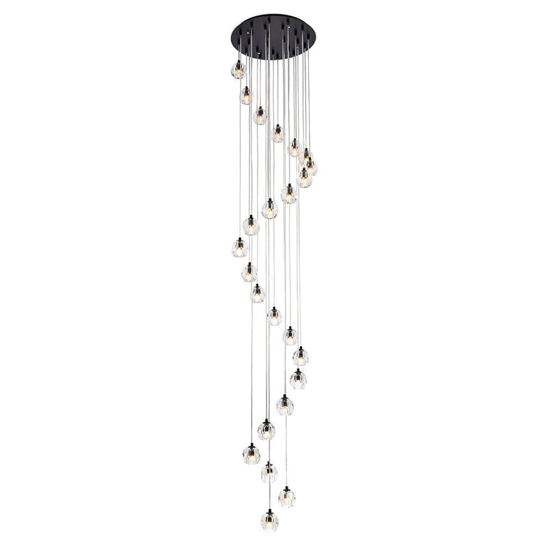 Elegant Lighting Eren 24-Light Stainless Steel and Glass Pendant in Black