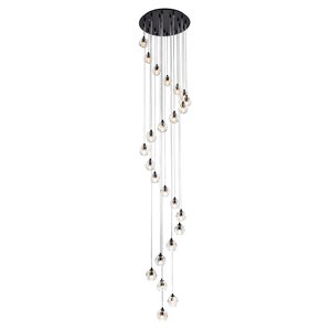 Elegant Lighting Eren 24-Light Stainless Steel and Glass Pendant in Black