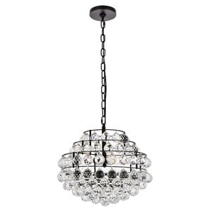Elegant Lighting Savannah 16&quot Contemporary Iron and Crystal Pendant in Black