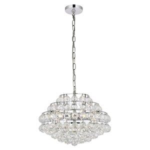 Elegant Lighting Savannah 18&quot Contemporary Iron and Crystal Pendant in Chrome