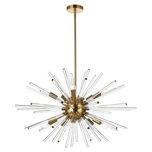 Elegant Lighting Sienna 32&quot Modern Metal and Crystal Rod Pendant in Gold