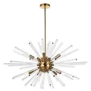 Elegant Lighting Sienna 36&quot Modern Metal and Crystal Rod Pendant in Gold
